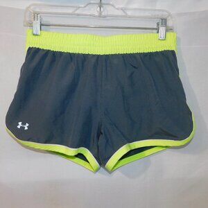 Under Armour Womens XS Semi Fitted Heat Gear Gray yellow Womens Running Shorts